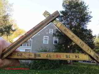 Using a folding carpenters ruler to measure roof slope from the ground (C) Daniel Friedman