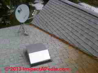 Red roof stains traced to chimney (C) InspectApedia