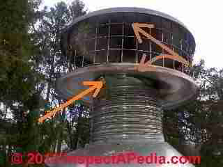 Red roof stains traced to chimney (C) InspectApedia