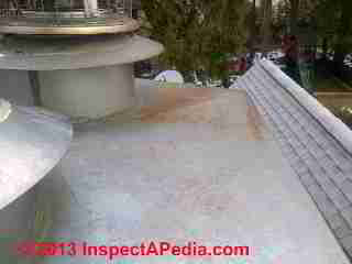 Red roof stains traced to chimney (C) InspectApedia