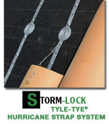 Storm-Lock Tyle-Tye® Hurricane Strap system fdor securing roof tiles to the roof deck - discussed and cited at Inspectapedia.com  - storm-locktilefasteners.com