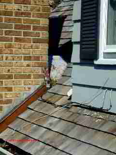 Wood shingle roof, chimney flashing NY (C) Daniel Friedman