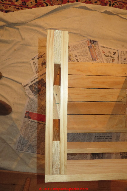 The throne wood stand for porta potti chemical toilet (C) Daniel Friedman at InspectApedia.com