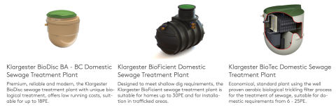 Klargester domestic and commercial sewage treatment plants from Kingspan Wastewater Management, an U.K. firm, cited in detail at InspectApedia.com