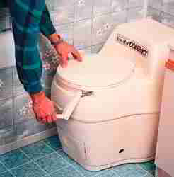 Photograph of a waterless composting toilet - You are at the (C)Copyright Protected 2006-1986 Septic System Information Website - Septic Tanks, Septic Fields, Septic System Repairs, Septic System Design - this sketch is a Septic tank