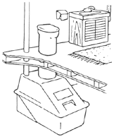 Sketch of the Toatrone waterless composting toilet from Eco Toilets in New Zealand.