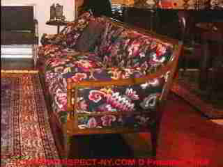 Photograph of a couch that was itchy and may be tested for mold or allergens.