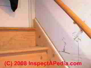 Photo of flood marks in a basement stairwell show water height (C) Daniel Friedman