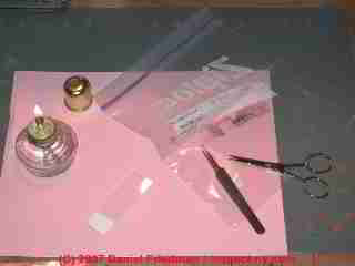 Photograph of procedure for preparing permanent slide mounts
