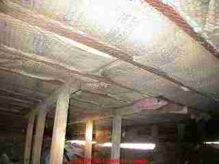 Photograph: moldy fiberglass insulation contaminated with Aspergillus sp. mold spores -  &copy; Daniel Friedman