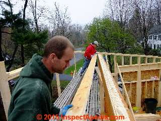 Building up the top surface of the roof beam to match gable end walls (C) Daniel Friedman Eric Galow