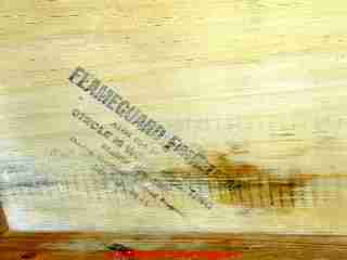 Photograph of  fire retardant identifying markings when new