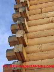 Modern log construction © Daniel Friedman at InspectApedia.com