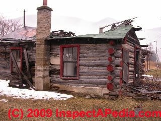 Old log cabin © Daniel Friedman at InspectApedia.com