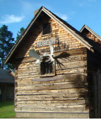 Madeline Island Museum includes this dovetailed-joint flattened log structure - Wikipedia 2020/11/16 at InspectApedia.com