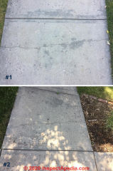 Sudden appearance of cracks in a concrete sidewalk (C) InspectApedia.com lisa