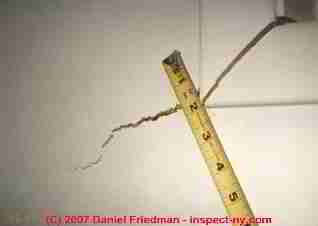 Settlement crack in interior drywall of a sinking house, Wappingers Falls NY