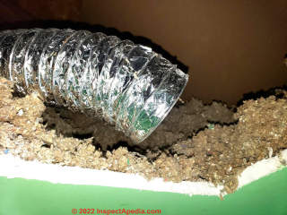 Moisture issue in attic with inadequate venting outdoors (C) InspectApedia.com Carrie