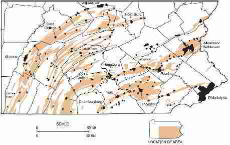 Location of sinkholes in Pennsylvania - PA DCNR Kochav W.E. 