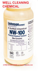 NuWell well cleaning tablests cited & discussed at InspectApedia.com