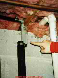 LARGER VIEW of
a plumbing cross connection at the water softener - this is unsanitary