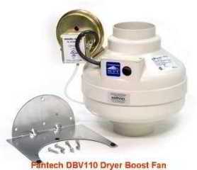 Fantech Dryer Booster Exhaust Fan Model DBF110 FR110 fan(C) InspectApedia - Fantech