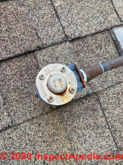 Rooftop solar panel pressure safety valve (C) Inspectapedia.com Kurt top view