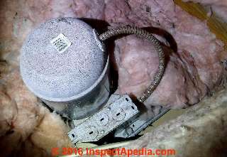 Recessed light wiring rust in a Florida Home (C) InspectApedia CB