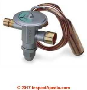 Universal 5-ton TEV Thermostatic Expansion Valve replacement part (C) InspectApedia.com  distributed by americanhvacparts.com and other vendors