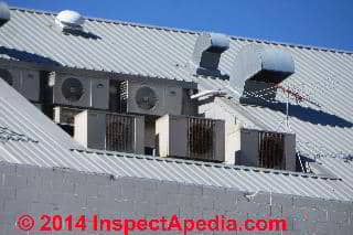 Photograph of commercial rooftop mounted A/C system