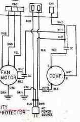 Wiring diagram air conditioner © D Friedman at InspectApedia.com 