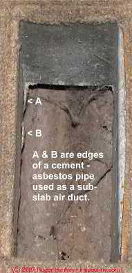 Photograph of transite cement asbestos heating duct