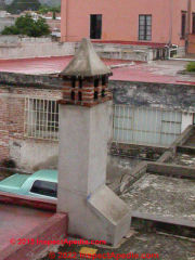 Brick chimney rain cap and cap - San Miguel de Allende, Mexico (C) Daniel Friedman