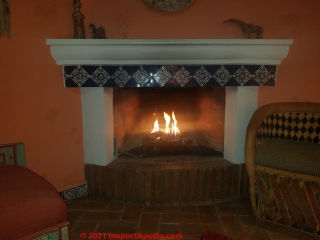 Gas log fireplace needed to be vented to the building exterior (C) InspectApedia.com DJF