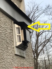 Flashing may block and make gas fireplace vent unsafe - check with manufacturer (C) InspectApedia.com  Vinny