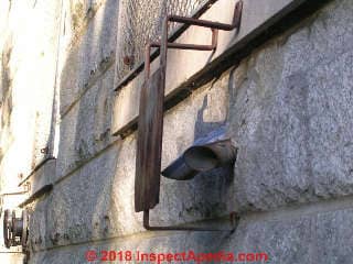 Auto exhaust used for direct vent chimney ? (C) Daniel Friedman at InspectApedia.com