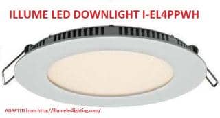 Illume I-EL4PPWH low profile LED downlight at InspectApedia.com