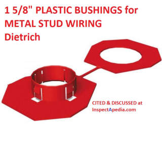 1 5/8-inch plastic grommets for routing electrical wires through metal studs - from Dietrich - cited at InspectApedia.com