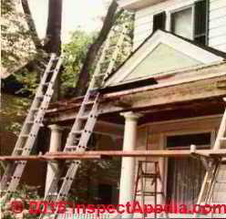 Rot and damage to porch columns often starts in the roof or soffits overhead - with leaks (C) Daniel Friedman