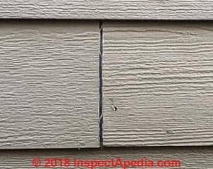 Certainteed fiber cement siding gaps and caulk (C) InspectApedia.com JF