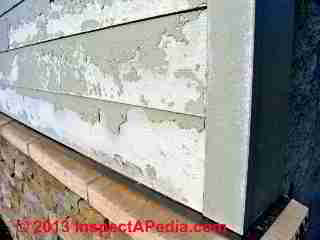Paint failure on fiber cement siding (C) InspectAPedia Hugh Cairns BC