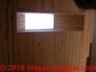 Splayed skylight at cabin restoration (C) Daniel Friedman at InspectApedia.com