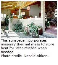 Isolated solar gain from a sunspace - US DOE, Donald Aitken