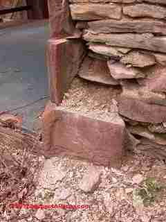 Stone veneer damage from water and frost (C) D Friedman MIlls Mansion NY