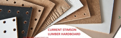 Current Stimson Lumber Hardboard Product examples - cited & discussed at InspectApedia.com