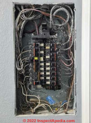 200A FPE Panel needing replacement by an electrician (C) InspectApedia.com  Batten R