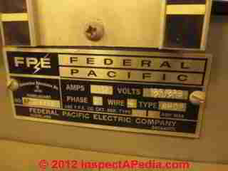 FPE Stab Lok panel lable (C) InspectApedia JC