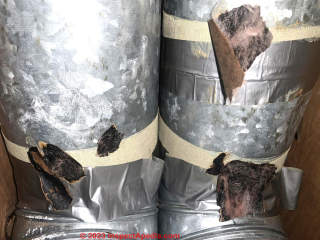 asbestos tape on ductwork (C) InspectApedia.com Jennifer