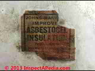 Asbestos insulation label Johns-Manville Corp (C) Daniel Friedman