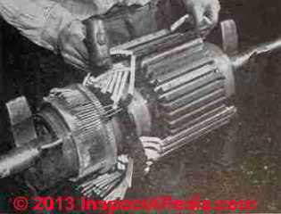 Installation of quinterra wrapped coils in an elctrical motor - asbestos electrical insulation - Rosato (C) InspectApedia